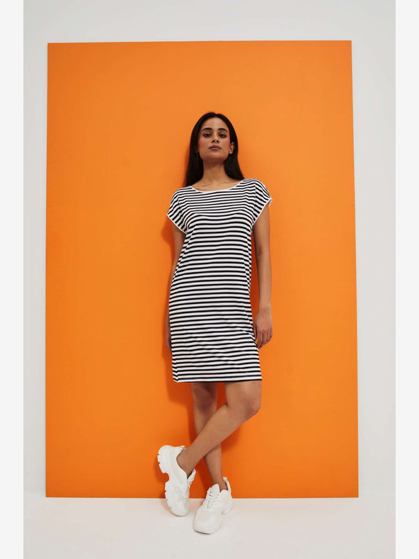 Moodo Fehér és fekete csíkos ruha Moodo