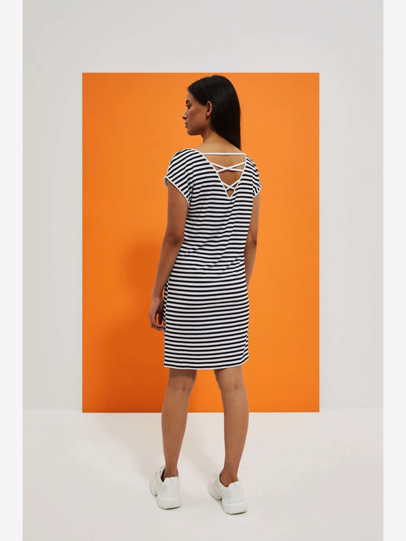 Moodo Fehér és fekete csíkos ruha Moodo