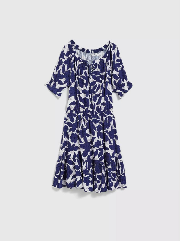 Moodo Lila virágos ruha fodros ujjakkal Moodo