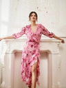 Moodo Rózsaszín virágos ruha fodrokkal Moodo