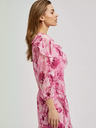 Moodo Rózsaszín virágos ruha fodrokkal Moodo
