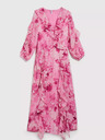 Moodo Rózsaszín virágos ruha fodrokkal Moodo