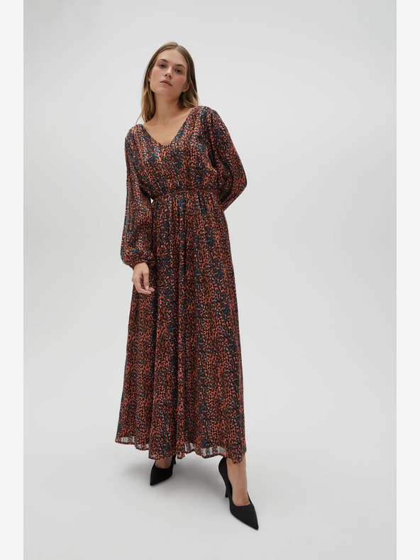 Moodo Narancssárga és barna női mintás ruha Moodo