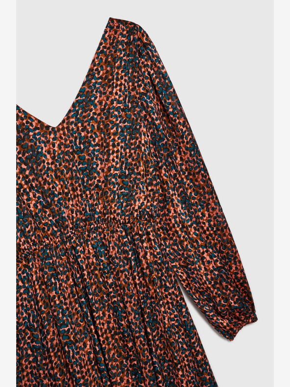 Moodo Narancssárga és barna női mintás ruha Moodo