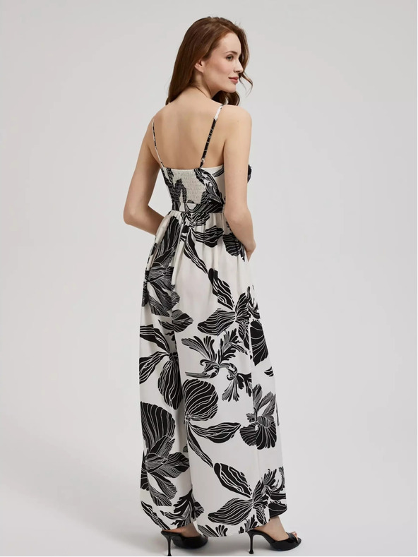 Moodo Fekete-fehér trópusi mintás overall Moodo