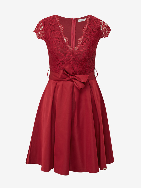 numoco Nyakkivágású, csipkés ruha - bordó Numoco ANNA