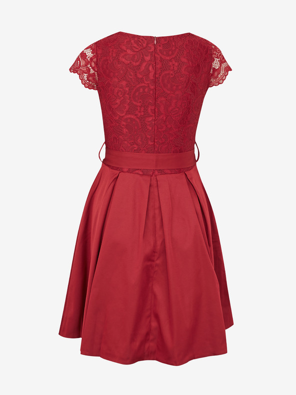 numoco Nyakkivágású, csipkés ruha - bordó Numoco ANNA