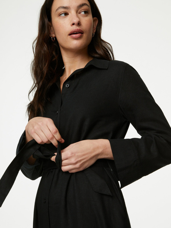 Marks & Spencer Marks & Spencer fekete női lenvászon keverék ing ruha