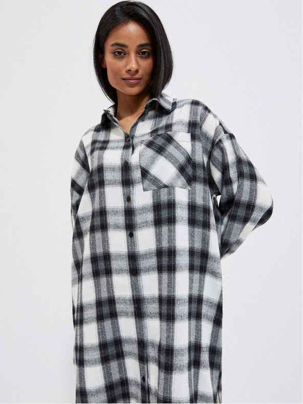 Moodo Fekete-fehér női kockás póló ruha Moodo