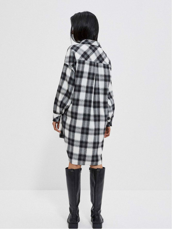 Moodo Fekete-fehér női kockás póló ruha Moodo