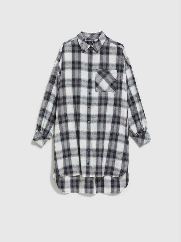 Moodo Fekete-fehér női kockás póló ruha Moodo