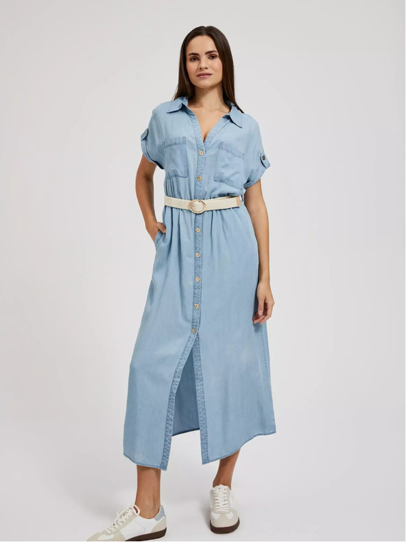 Moodo Kék lyocell midi ruha Moodo