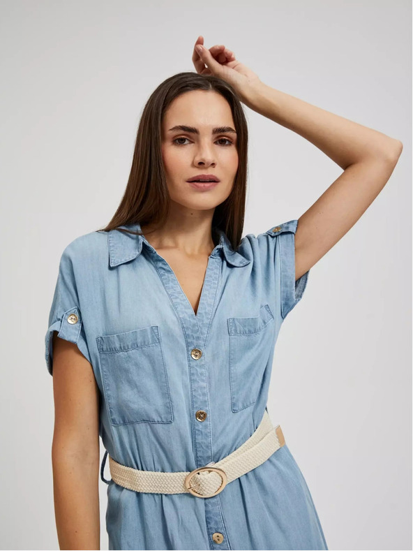 Moodo Kék lyocell midi ruha Moodo