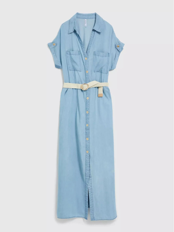 Moodo Kék lyocell midi ruha Moodo