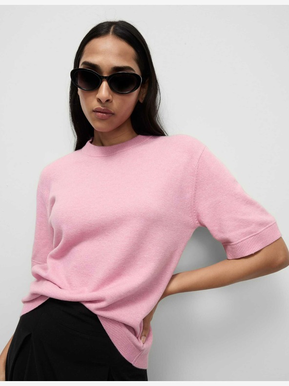 Marks & Spencer Kötött felső, kerek nyakkal, légies fonalból Marks & Spencer rózsaszínű