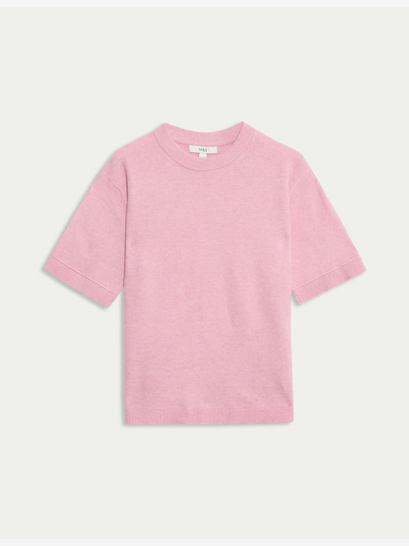 Marks & Spencer Kötött felső, kerek nyakkal, légies fonalból Marks & Spencer rózsaszínű