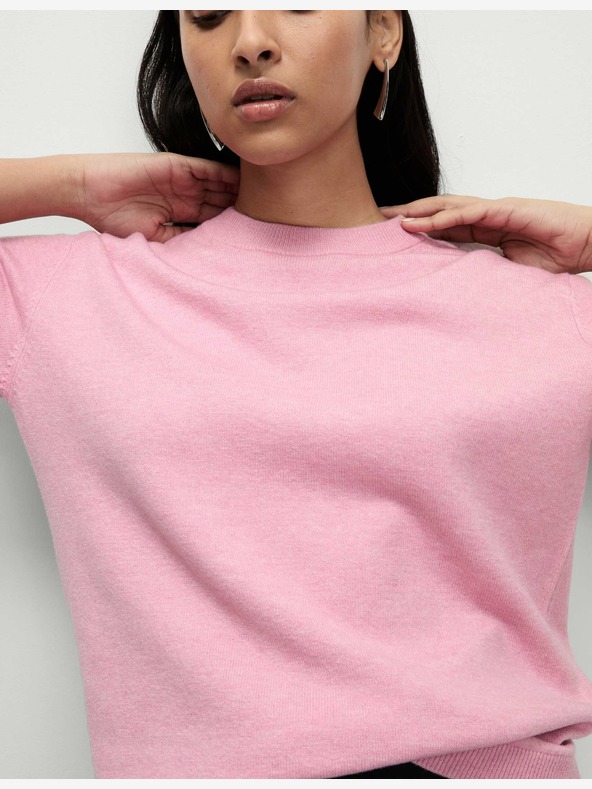 Marks & Spencer Kötött felső, kerek nyakkal, légies fonalból Marks & Spencer rózsaszínű