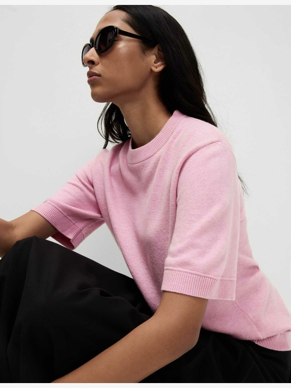 Marks & Spencer Kötött felső, kerek nyakkal, légies fonalból Marks & Spencer rózsaszínű