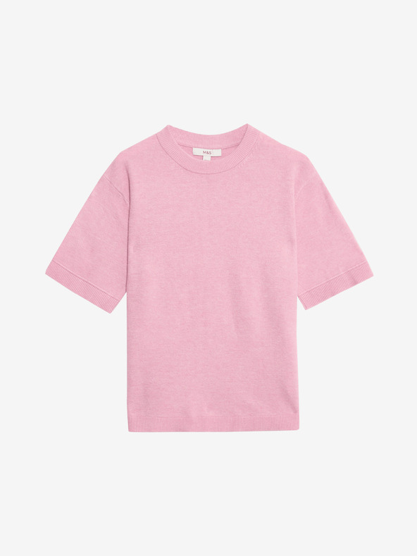 Marks & Spencer Kötött felső, kerek nyakkal, légies fonalból Marks & Spencer rózsaszínű