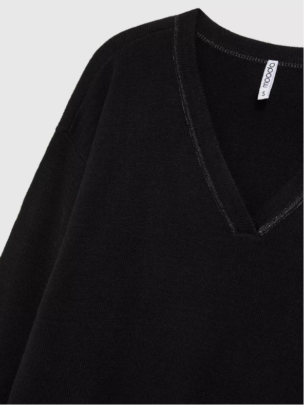 Moodo Fekete hosszú ujjú, v-nyakú pulóver Moodo