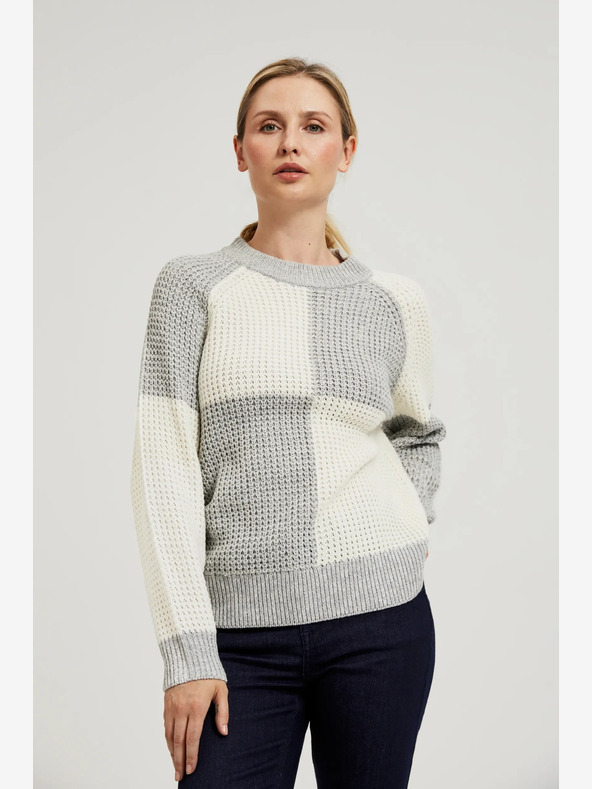 Moodo Fehér és szürke női pulóver Moodo