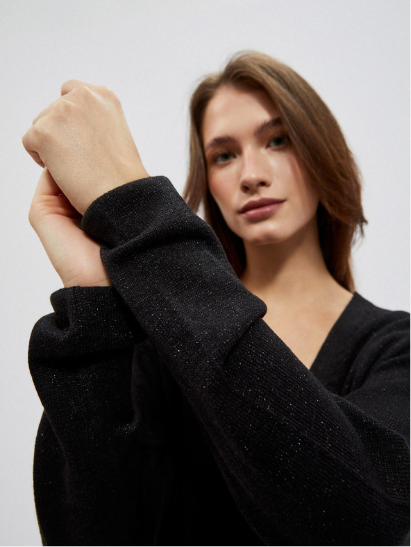 Moodo Fekete női V-nyakú pulóver Moodo