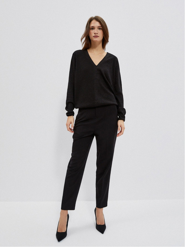 Moodo Fekete női V-nyakú pulóver Moodo