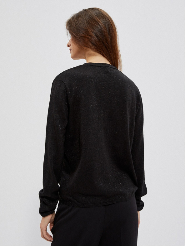 Moodo Fekete női V-nyakú pulóver Moodo