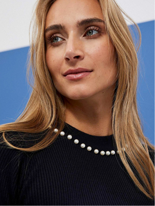 Moodo Fekete női pulóver gyöngyökkel Moodo