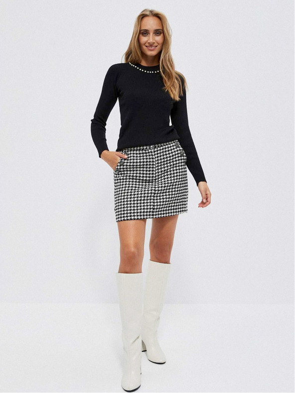 Moodo Fekete női pulóver gyöngyökkel Moodo