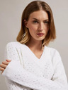 Moodo Moodo fehér, áttört, v-nyakú pulóver