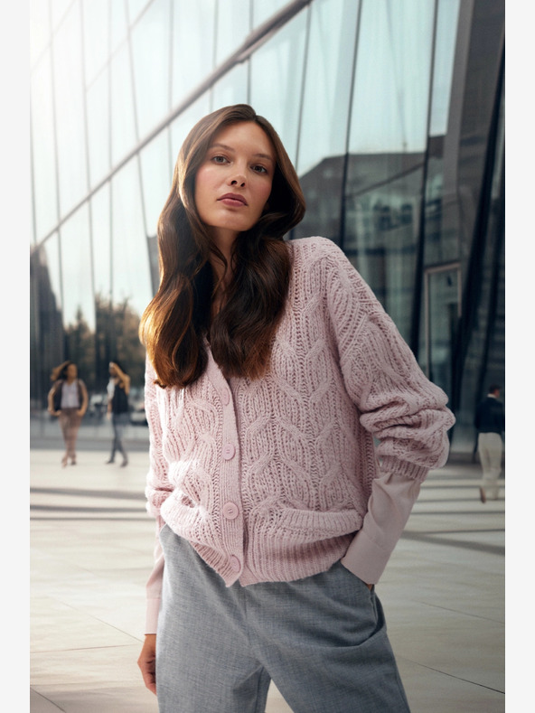 Moodo Világos rózsaszín női kardigán Moodo