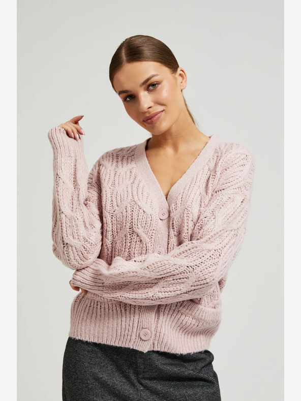 Moodo Világos rózsaszín női kardigán Moodo