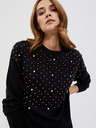 Moodo Fekete női gyöngyös pulóver Moodo