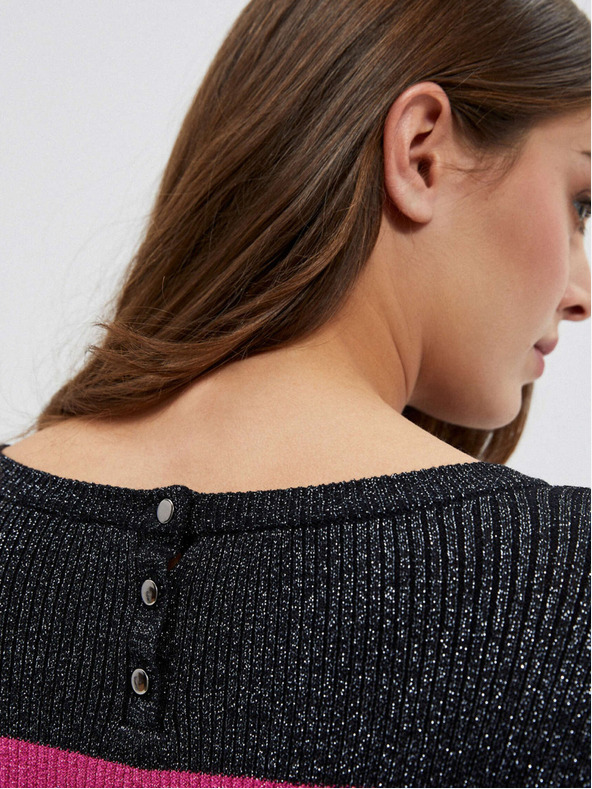 Moodo Fekete női pulóver fekete fémszállal Moodo