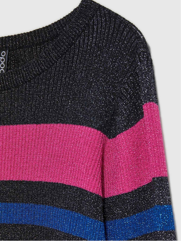 Moodo Fekete női pulóver fekete fémszállal Moodo