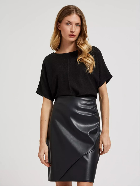 Moodo Fekete túlméretezett pulóver rövid ujjal Moodo