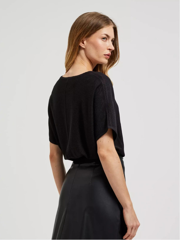 Moodo Fekete túlméretezett pulóver rövid ujjal Moodo