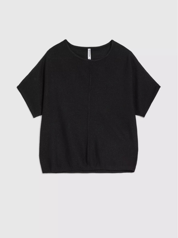 Moodo Fekete túlméretezett pulóver rövid ujjal Moodo