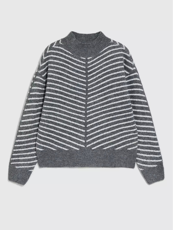 Moodo Szürke garbó csíkos pulcsi Moodo