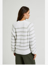 Moodo Moodo szürke csíkos fehér pulóver