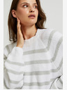Moodo Moodo szürke csíkos fehér pulóver