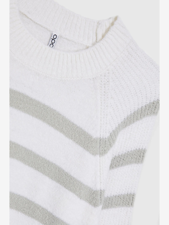 Moodo Moodo szürke csíkos fehér pulóver