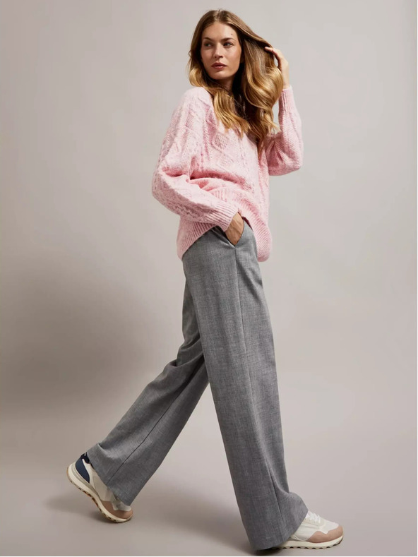 Moodo Rózsaszín, laza szabású pulóver Moodo