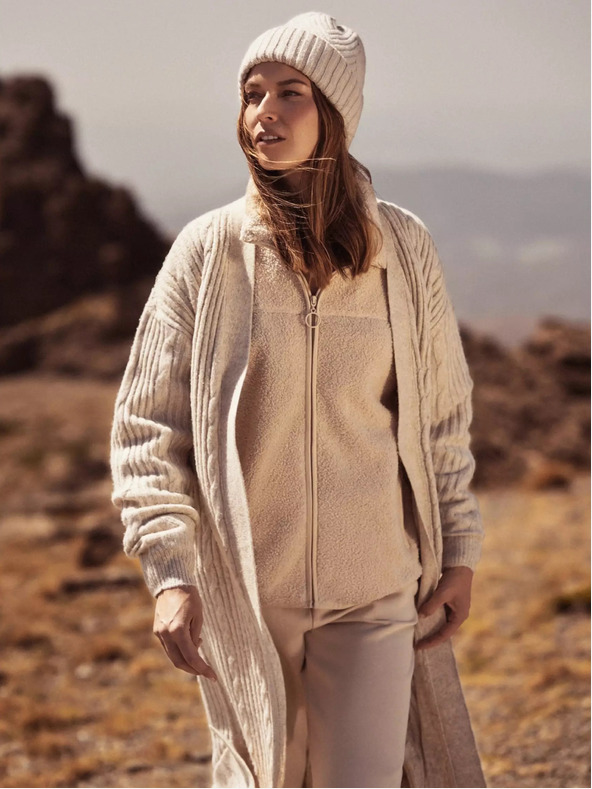 Moodo Bézs színű hosszú kardigán Moodo