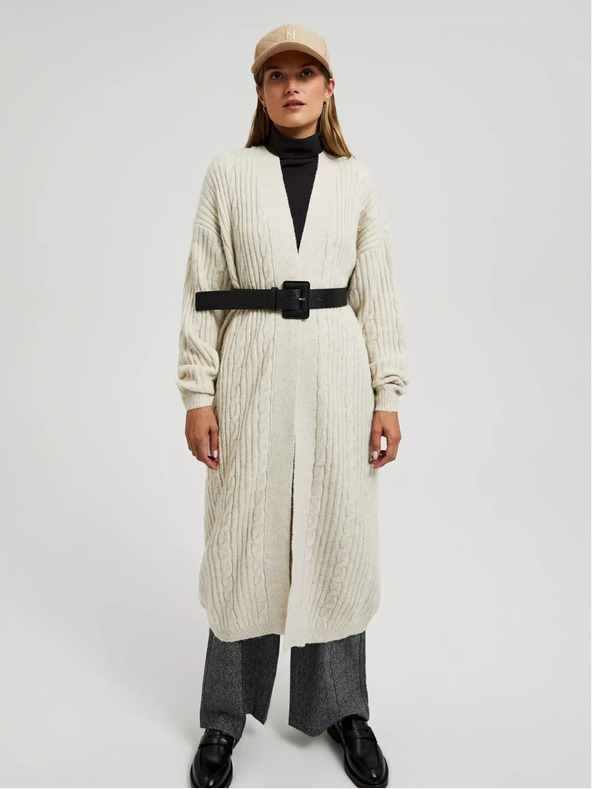 Moodo Bézs színű hosszú kardigán Moodo