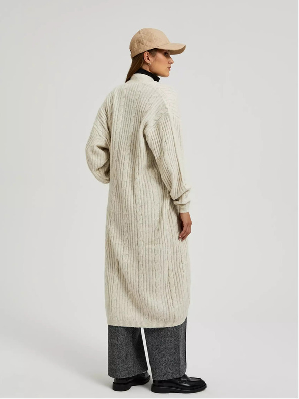 Moodo Bézs színű hosszú kardigán Moodo