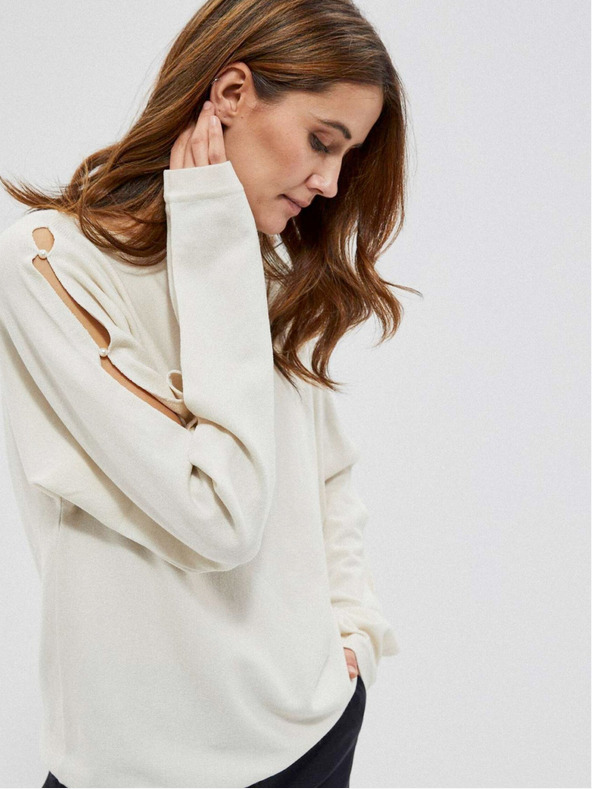 Moodo Krémszínű női pulóver Moodo