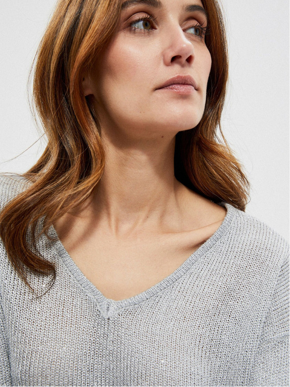 Moodo Szürke női csillogó pulóver Moodo