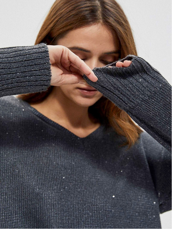 Moodo Szürke női csillogó pulóver Moodo